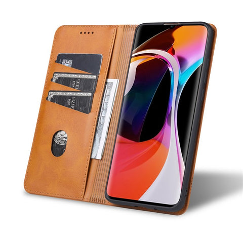 AZNS Auto-absorbed PU Leather + TPU Wallet Stand Phone Cover Case for Xiaomi Mi Note 10 Lite