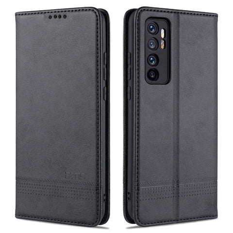 AZNS Auto-absorbed PU Leather + TPU Wallet Stand Phone Cover Case for Xiaomi Mi Note 10 Lite