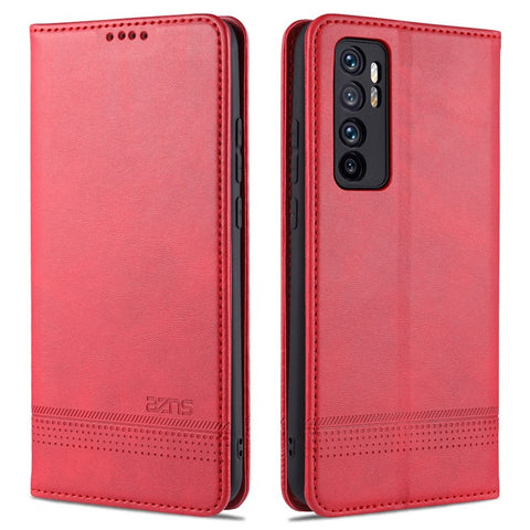 AZNS Auto-absorbed PU Leather + TPU Wallet Stand Phone Cover Case for Xiaomi Mi Note 10 Lite