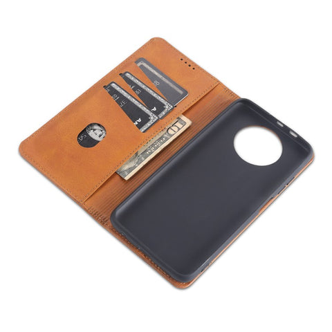 AZNS Automatic Suction Design Leather Wallet Mobile Phone Stand Case for Xiaomi Redmi Note 9 5G/Redmi Note 9T 5G