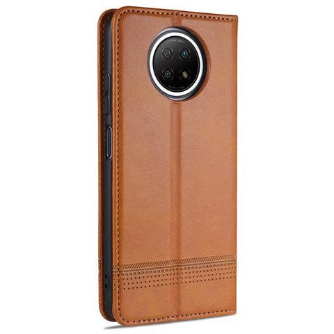 AZNS Automatic Suction Design Leather Wallet Mobile Phone Stand Case for Xiaomi Redmi Note 9 5G/Redmi Note 9T 5G