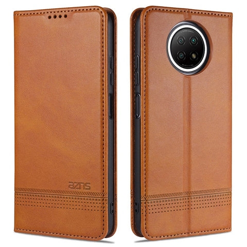 AZNS Automatic Suction Design Leather Wallet Mobile Phone Stand Case for Xiaomi Redmi Note 9 5G/Redmi Note 9T 5G