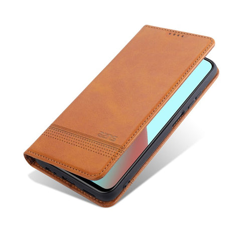 AZNS Automatic Suction Design Leather Wallet Mobile Phone Stand Case for Xiaomi Redmi Note 9 5G/Redmi Note 9T 5G