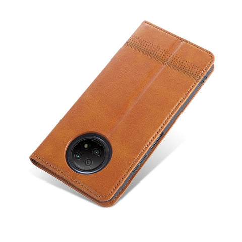 AZNS Automatic Suction Design Leather Wallet Mobile Phone Stand Case for Xiaomi Redmi Note 9 5G/Redmi Note 9T 5G