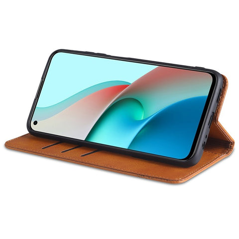 AZNS Automatic Suction Design Leather Wallet Mobile Phone Stand Case for Xiaomi Redmi Note 9 5G/Redmi Note 9T 5G