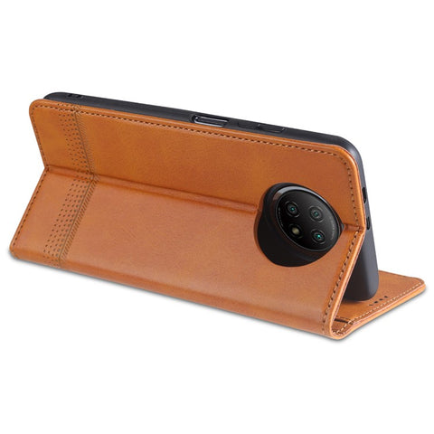 AZNS Automatic Suction Design Leather Wallet Mobile Phone Stand Case for Xiaomi Redmi Note 9 5G/Redmi Note 9T 5G