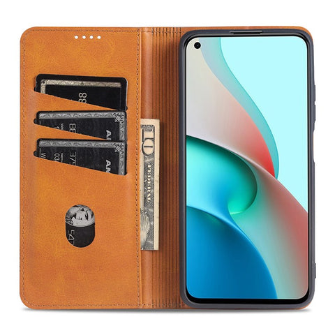 AZNS Automatic Suction Design Leather Wallet Mobile Phone Stand Case for Xiaomi Redmi Note 9 5G/Redmi Note 9T 5G