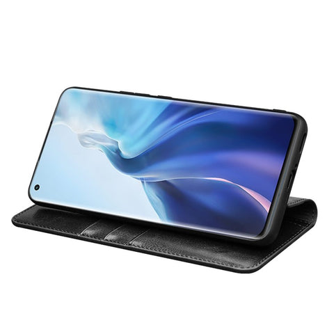 QIALINO Folio Flip Genuine Leather Case for Xiaomi Mi 11, Foldable Stand Wallet Phone Cover