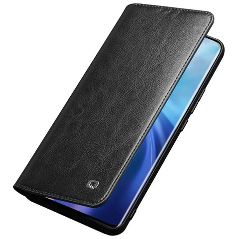 QIALINO Folio Flip Genuine Leather Case for Xiaomi Mi 11, Foldable Stand Wallet Phone Cover