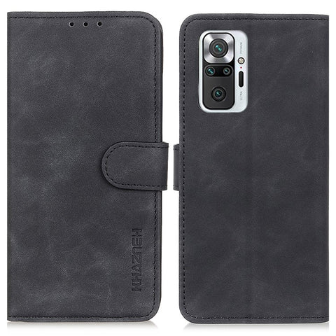 KHAZNEH Retro PU Leather Case for Xiaomi Redmi Note 10 Pro (Global), Stand Function Flip Magnetic Wallet Phone Cover- Red