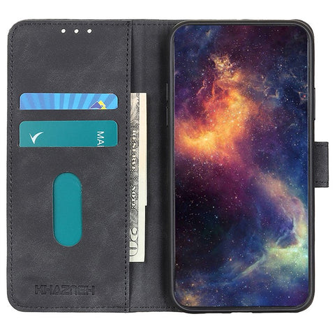KHAZNEH Retro PU Leather Case for Xiaomi Redmi Note 10 Pro (Global), Stand Function Flip Magnetic Wallet Phone Cover- Red