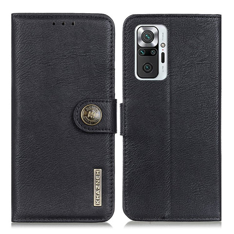 KHAZNEH Magnetic Buckle Design Wallet PU Leather Phone Stand Shell Case for Xiaomi Redmi Note 10 Pro