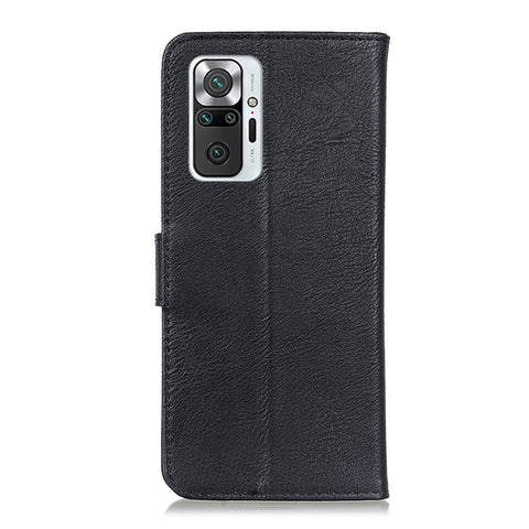 KHAZNEH Magnetic Buckle Design Wallet PU Leather Phone Stand Shell Case for Xiaomi Redmi Note 10 Pro