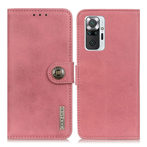 KHAZNEH Magnetic Buckle Design Wallet PU Leather Phone Stand Shell Case for Xiaomi Redmi Note 10 Pro