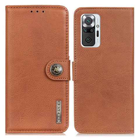 KHAZNEH Magnetic Buckle Design Wallet PU Leather Phone Stand Shell Case for Xiaomi Redmi Note 10 Pro