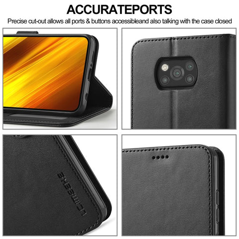 LC.IMEEKE Wallet Stand Leather Shell Phone Cover Case for Xiaomi Poco X3 NFC / Xiaomi Poco X3