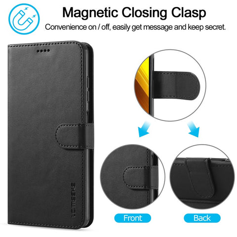 LC.IMEEKE Wallet Stand Leather Shell Phone Cover Case for Xiaomi Poco X3 NFC / Xiaomi Poco X3