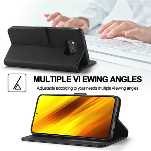 LC.IMEEKE Wallet Stand Leather Shell Phone Cover Case for Xiaomi Poco X3 NFC / Xiaomi Poco X3