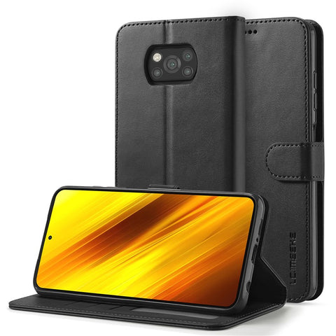 LC.IMEEKE Wallet Stand Leather Shell Phone Cover Case for Xiaomi Poco X3 NFC / Xiaomi Poco X3