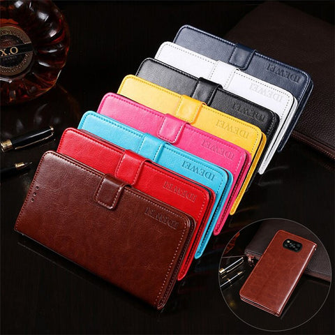 IDEWEI Crazy Horse Texture Leather Wallet Folio Flip Mobile Phone Case for Xiaomi Poco X3 Pro