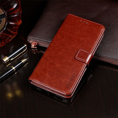 IDEWEI Crazy Horse Texture Leather Wallet Folio Flip Mobile Phone Case for Xiaomi Poco X3 Pro