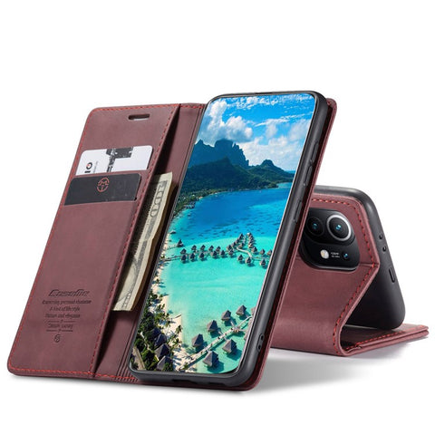 CASEME 013 Series Auto-absorbed Leather Wallet Stand Case Shell for Xiaomi Mi 11