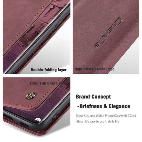 CASEME 013 Series Auto-absorbed Leather Wallet Stand Case Shell for Xiaomi Mi 11