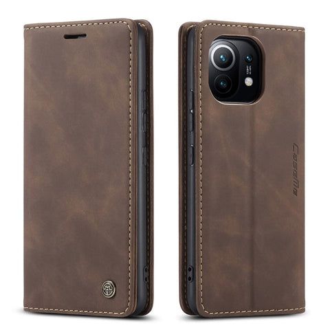 CASEME 013 Series Auto-absorbed Leather Wallet Stand Case Shell for Xiaomi Mi 11