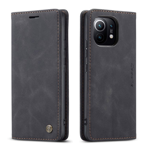 CASEME 013 Series Auto-absorbed Leather Wallet Stand Case Shell for Xiaomi Mi 11