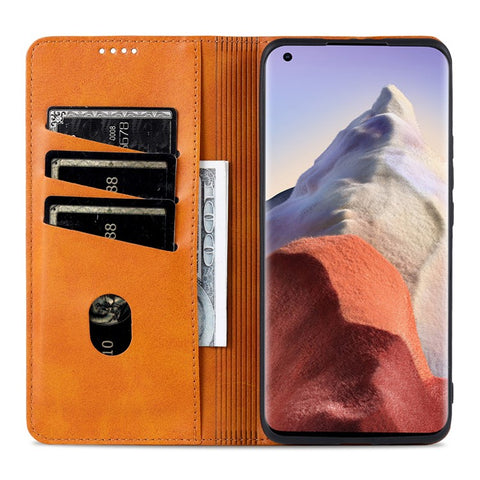 AZNS Auto-absorbed Magnetic Stand Wallet Leather Phone Protection Shell Case for Xiaomi Mi 11 Ultra