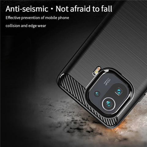 MOFI Brushed Design Carbon Fiber TPU Phone Case Cover for Xiaomi Mi 11 Pro