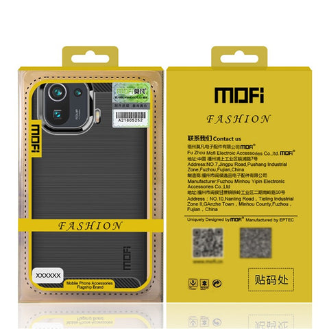 MOFI Brushed Design Carbon Fiber TPU Phone Case Cover for Xiaomi Mi 11 Pro