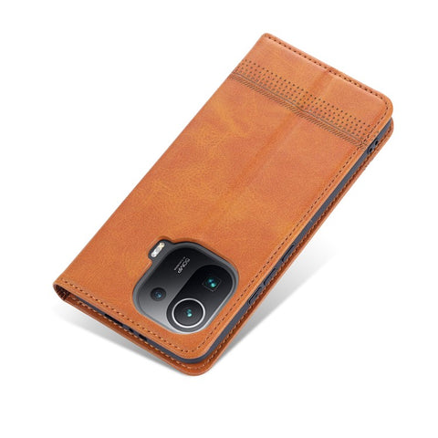 AZNS Auto-absorbed Magnetic Leather Case Stand Wallet Phone Shell for Xiaomi Mi 11 Pro