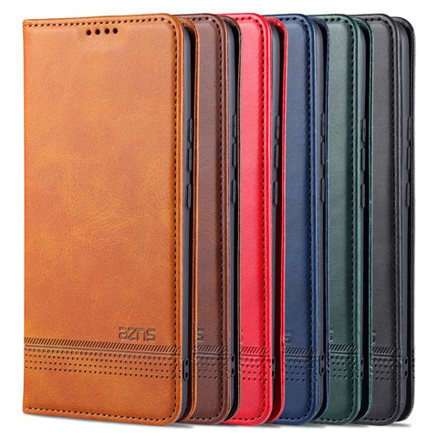 AZNS Auto-absorbed Magnetic Leather Case Stand Wallet Phone Shell for Xiaomi Mi 11 Pro