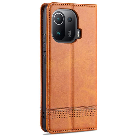AZNS Auto-absorbed Magnetic Leather Case Stand Wallet Phone Shell for Xiaomi Mi 11 Pro