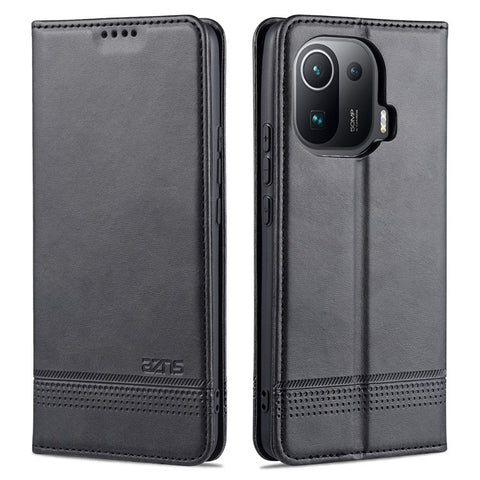 AZNS Auto-absorbed Magnetic Leather Case Stand Wallet Phone Shell for Xiaomi Mi 11 Pro