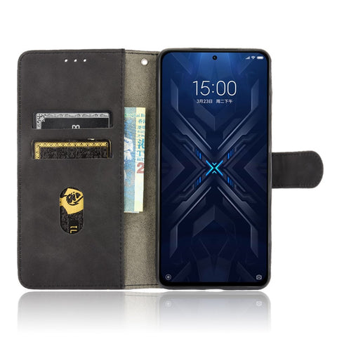 Skin-touch PU Leather Wallet Phone Cover with Supporting Stand for Xiaomi Black Shark 4/Black Shark 4 Pro