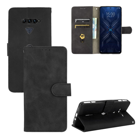 Skin-touch PU Leather Wallet Phone Cover with Supporting Stand for Xiaomi Black Shark 4/Black Shark 4 Pro