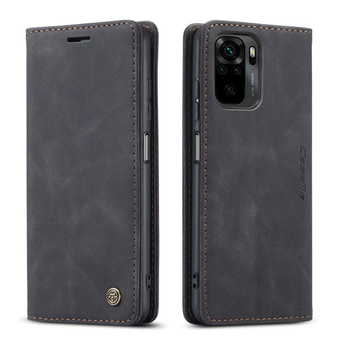 CASEME 013 Series Simple Design Automatic Suction Leather Wallet Stand Case for Xiaomi Redmi Note 10 4G / Note 10S / Poco M5s 4G
