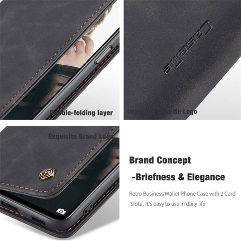 CASEME 013 Series Simple Design Automatic Suction Leather Wallet Stand Case for Xiaomi Redmi Note 10 4G / Note 10S / Poco M5s 4G