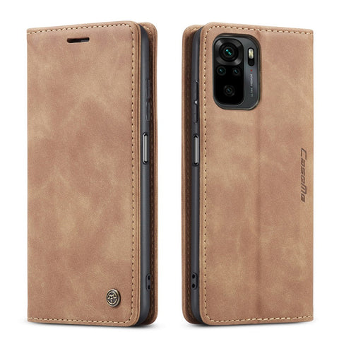 CASEME 013 Series Simple Design Automatic Suction Leather Wallet Stand Case for Xiaomi Redmi Note 10 4G / Note 10S / Poco M5s 4G