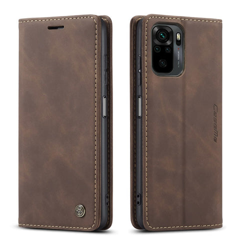 CASEME 013 Series Simple Design Automatic Suction Leather Wallet Stand Case for Xiaomi Redmi Note 10 4G / Note 10S / Poco M5s 4G