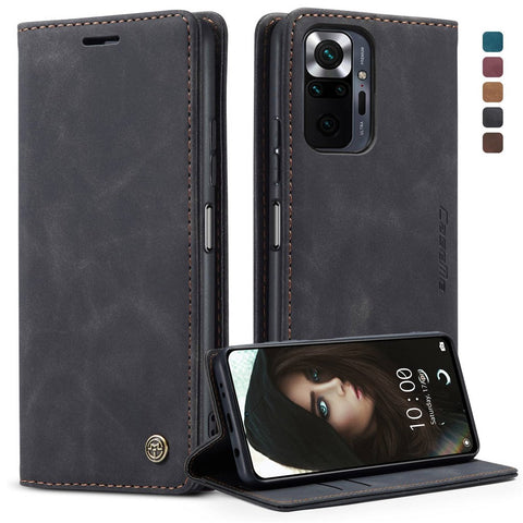 CASEME 013 Series Brief Design Automatic Suction Leather Wallet Case for Xiaomi Redmi Note 10 Pro 4G (India)/(Global)/Note 10 Pro Max