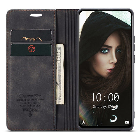 CASEME 013 Series Brief Design Automatic Suction Leather Wallet Case for Xiaomi Redmi Note 10 Pro 4G (India)/(Global)/Note 10 Pro Max