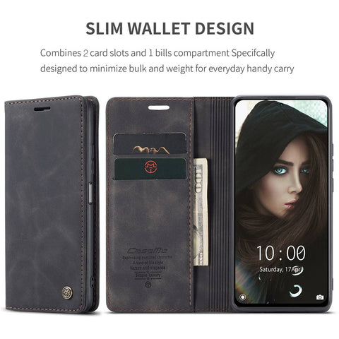 CASEME 013 Series Brief Design Automatic Suction Leather Wallet Case for Xiaomi Redmi Note 10 Pro 4G (India)/(Global)/Note 10 Pro Max