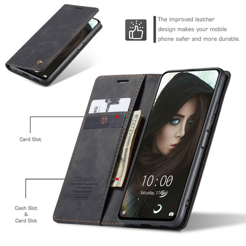 CASEME 013 Series Brief Design Automatic Suction Leather Wallet Case for Xiaomi Redmi Note 10 Pro 4G (India)/(Global)/Note 10 Pro Max