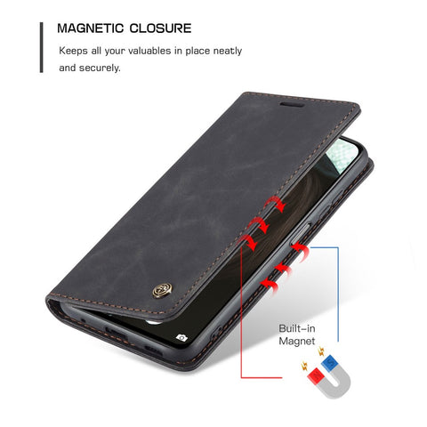 CASEME 013 Series Brief Design Automatic Suction Leather Wallet Case for Xiaomi Redmi Note 10 Pro 4G (India)/(Global)/Note 10 Pro Max