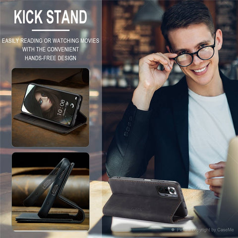 CASEME 013 Series Brief Design Automatic Suction Leather Wallet Case for Xiaomi Redmi Note 10 Pro 4G (India)/(Global)/Note 10 Pro Max