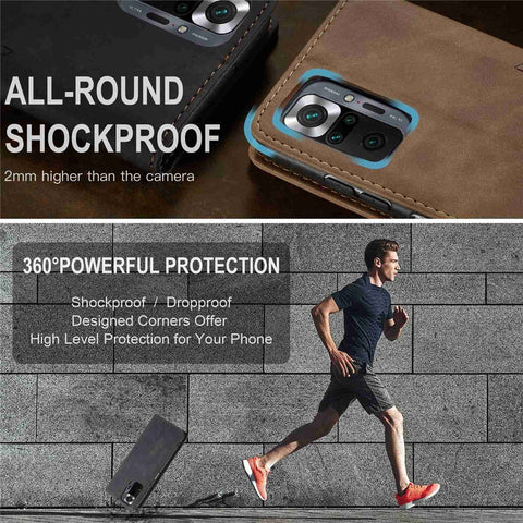 CASEME 013 Series Brief Design Automatic Suction Leather Wallet Case for Xiaomi Redmi Note 10 Pro 4G (India)/(Global)/Note 10 Pro Max