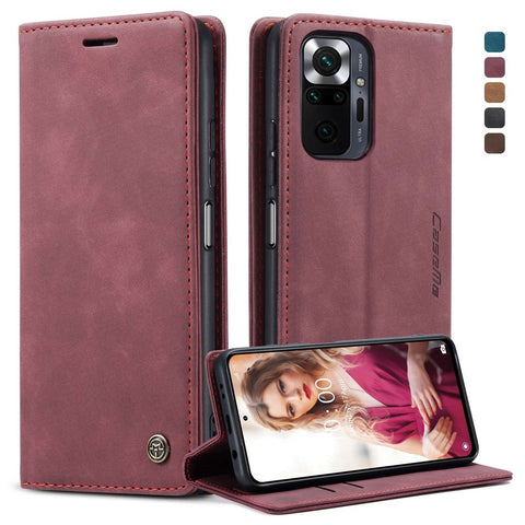 CASEME 013 Series Brief Design Automatic Suction Leather Wallet Case for Xiaomi Redmi Note 10 Pro 4G (India)/(Global)/Note 10 Pro Max